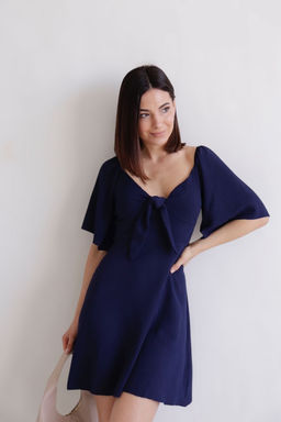 Martichelli Платье синее с завязками на груди  фото 8