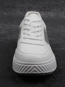 03-A1018-9 WHITE/SILVER Кроссовки женские (натуральная кожа)