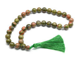 Четки шарик 12мм из яшмы унакит, 33 бусины, 40см