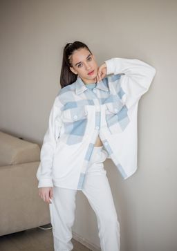 513 Рубашка клетка, флис/голубая клетка - Knitka wear фото 3