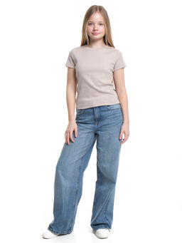 Футболка в рубчик 22-0210 бежевый