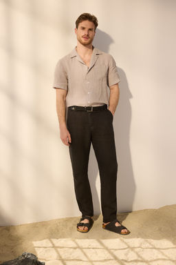 Siyah Limited Edition %100 Keten Regular Fit Pantolon TMNSS25PL00029 - Trendyolmilla фото 6