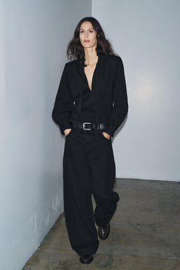 DENIM SHIRT WITH SHOULDER PADS ZW COLLECTION - Zara фото 4