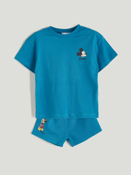 Mickey Mouse Bask?l? Erkek Bebek Ti??rt ve ?ort 2li