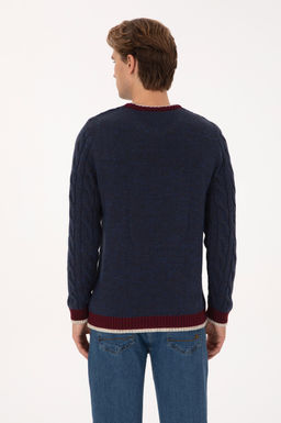 Erkek Lacivert Regular Fit Bisiklet Yaka Kazak