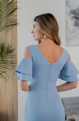 Нарядное платье футляр голубой - Donna saggia фото 4