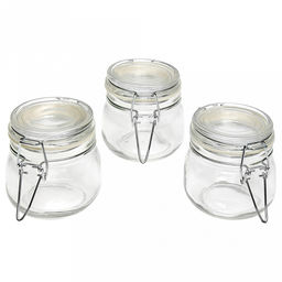 Банка стеклянная с бугельным замком Нева 0,15л, д7,5см h7,2см, д/горла 6см, крышка с силиконовым уплотнителем (д/основания 5см), набор 3 штуки (Китай)