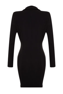 Siyah Ceket Yaka Fermuar Detayl? Dokuma Elbise TWOAW24EL00292 - Trendyolmilla фото 8