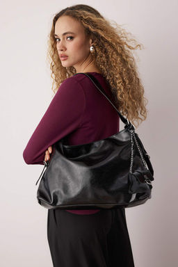 Siyah K?r?s?k Suni Deri Kemer Tokal? Kese Kad?n Omuz Cantas? TAKAW26OC00046