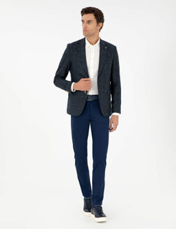 Темно-синие брюки узкого кроя из плотной ткани