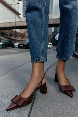 SLINGBACK HEELED SHOES WITH BOW - Zara фото 9