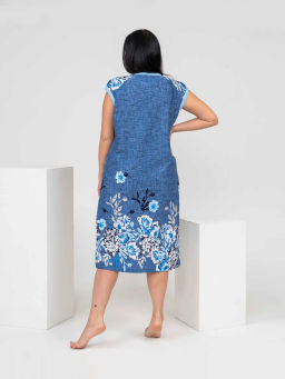 Халат женский, цвет синий белый