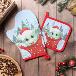 Набор кух. Доляна Счастливый дракон: варежка 20х28 см, прихватка 17х17 см, 35% хл, 65% пэ