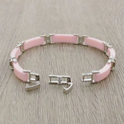 Браслет Лилу из розовой керамики с Султанитом покрытие светлый металл, длина 20см - Agat77 фото 2