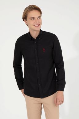 U. S. Polo Assn / Рубашка мужская черная Uzunkol Basic
