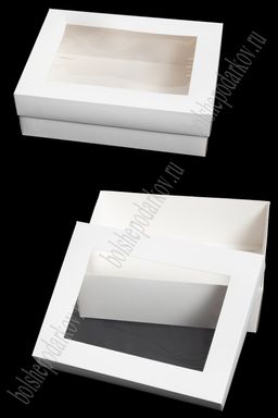Коробка крафтовая с окошком 30*23*9 см (12 шт) SF-7168, белый