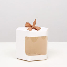 Цена за 10 шт. Коробка шестигранная, с окном, белая, 10 х 10 х 10 см