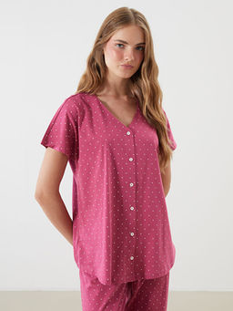 V Yaka Puantiyeli Hamile Pijama Tak?m?