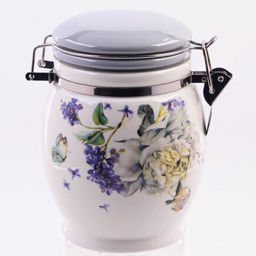 60211 Банка для сыпучих 700мл Букет фантазий доломит/металл LR (х36)