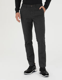 Antrasit Slim Fit _izgili Kanvas Pantolon
