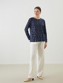 Bisiklet Yaka Desenli Kad?n Ti??rt