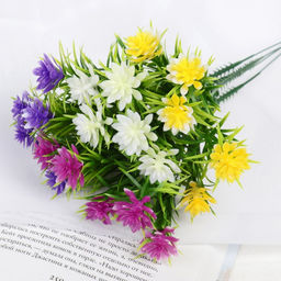 Цена за 6 шт. Букет искусственный «Эхеверия и листики», h=18 см, МИКС