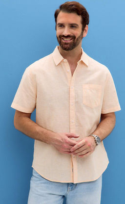 Рубашка к/р лен F111-0450 l.orange