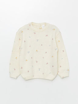 Bisiklet Yaka ?i?ekli K?z ?ocuk Kazak