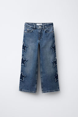 WIDE-LEG JEANS WITH STAR PATCHES