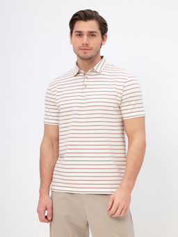 Джемпер мужской с воротником поло короткий рукав GREG G144-KD1246T-UT24 (беж полоска)