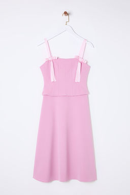 TRENDYOLMILLA Siyah A-Kesim Fiyonk Detayl? Dokuma S?k Midi Elbise TPRSS25EL00079 фото 10