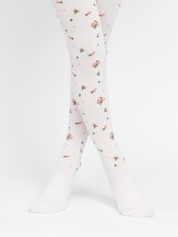 Гладкие детские колготки винного цвета в розочку