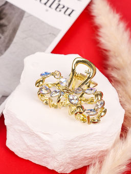 Цена за 6 шт. Крабик для волос «Кэли», бант, 5 см, золото