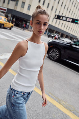 TOP HALTER PUNTO RIB / Blanco - Zara фото 5