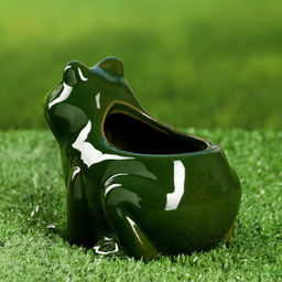 Горшок «Лягушка» керамический, 250 мл, 12×10×9 см, зелёный