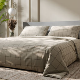 Постельное бельё Этель 1,5 сп Клетка цвет бежевый 143х215, 150х214, 50х70см-2 шт, бязь, 125г/м2  фото 6