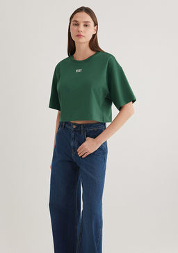 Mavi Logo Bask?l? Yesil Crop Tisort  фото 3