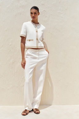 STRAIGHT-LEG TROUSERS WITH CONTRAST WAIST - Zara фото 9