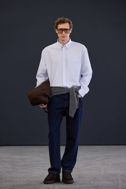 Trendyol Studio Ekru Oversize Erkek Gomlek TMNAW26GO00013