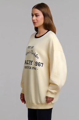 Арт. 15131 Свитшот женский оверсайз удлиненный 42-52 (3 шт) Цвет:молочный - Калинка фото 3