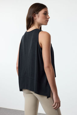 Trendyolmilla Siyah Micro Kumas Reflektor Bask?l? Yoga Orme Spor Ust/Bluz THMAW25BZ00006  фото 5
