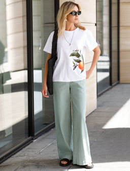 VILATTE / Футболка из хлопкового облегченного полотна с авторским принтом  фото 6