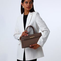 Сумка женская тоут TEXTURA на молнии, 34×8×18 см, однотонная, коричневая