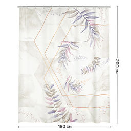 VAL BL-M-1820 Штора для ванной комнаты, полиэстер, 180*200 см, BOTANIC LILAC MOSAIC, шт