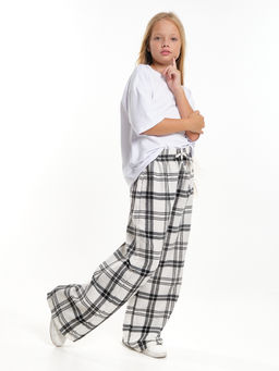 Брюки палаццо спортивные штаны для девочки одежда в клетку UD 5161 касар клетка - Mini maxi фото 7