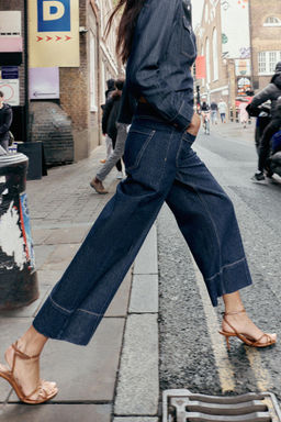 Z1975 WIDE-LEG CROPPED HIGH-WAIST JEANS WITH BELT - Zara фото 4