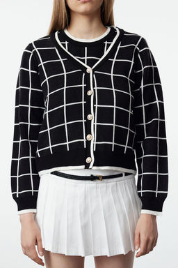 Siyah Ekose/Kareli Set Urun Triko H?rka TWOAW25HI00299 - Trendyolmilla фото 4