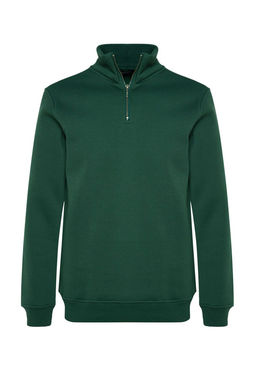Yesil Regular/Normal Kesim Dik Yaka Fermuarl? Pamuklu Basic Ici Polarl? Sweatshirt TMNAW24SW00041