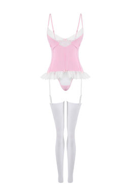 Pembe Jartiyerli Corapl? 3lu Kaps?z Ic Camas?r? Tak?m? THMSS26CC00033