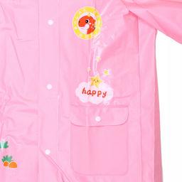 Дождевик-плащ детский "Рокки-Динозаврик" с капюшоном, рукава на резинке, цвет розовый, размер M(64*46см) ДоброСад
